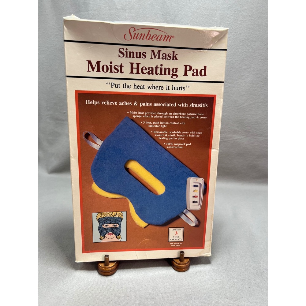 Sunbeam Sinus Mask Moist Heating Pad Blue Vintage Model 752 1980s OS